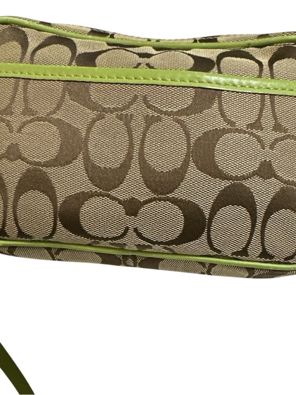 COACH Signature Canvas Crossbody Green Tan - Picture 5 of 15